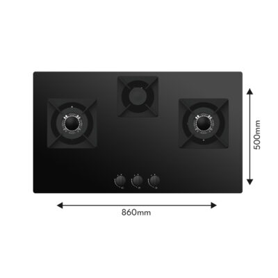 3 Burner Tempered Glass Hob – 90cm
