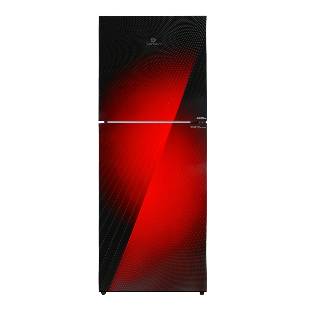 Dawlance Avante+ inverter refrigerator with red glass door – top refrigerator brand in Pakistan